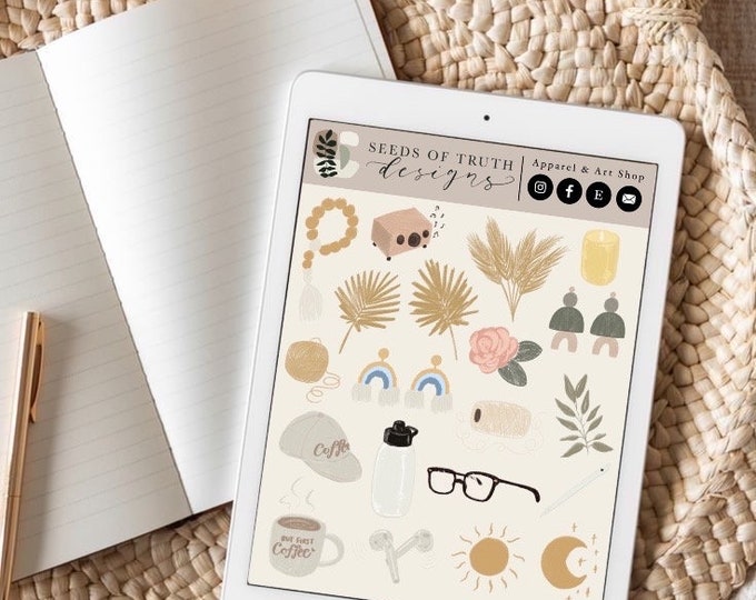 Minimalist Boho GoodNotes Stickers - DIGITAL DOWNLOAD