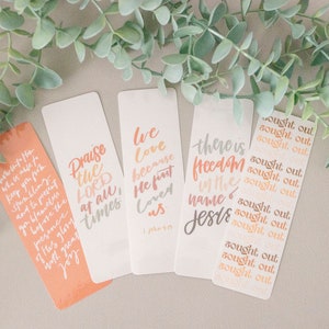 Cream Palette - Biblical Bookmarkers, Calligraphy bookmarkers, Set of 5 bookmarkers, Individual bookmarkers