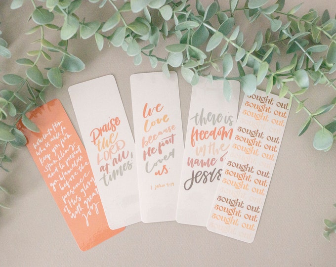 Cream Palette - Biblical Bookmarkers, Calligraphy bookmarkers, Set of 5 bookmarkers, Individual bookmarkers