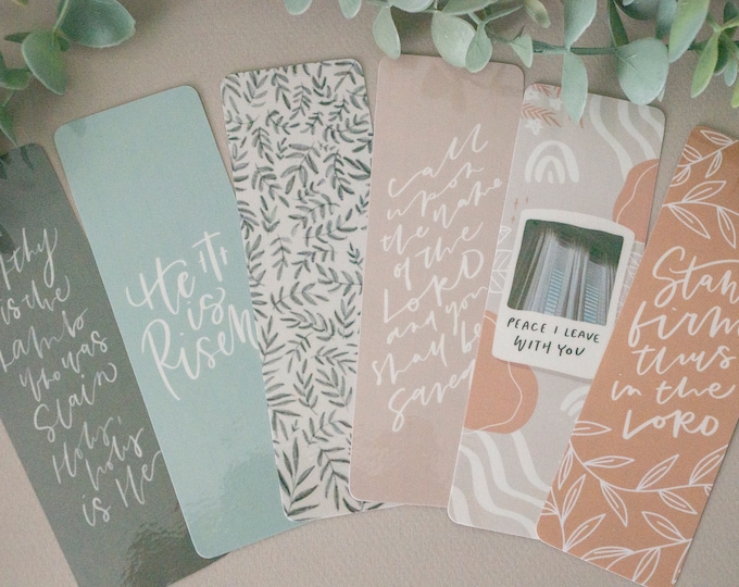 Sage Palette - Biblical Bookmarkers, Calligraphy bookmarkers, Set of 5 bookmarkers, Individual bookmarkers