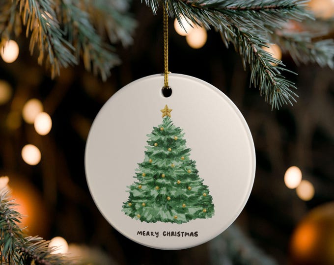 Merry Christmas Ceramic Ornament, Holiday Decoration, Christmas Tree Keepsake, Festive Home Decor, Christmas Gift Idea