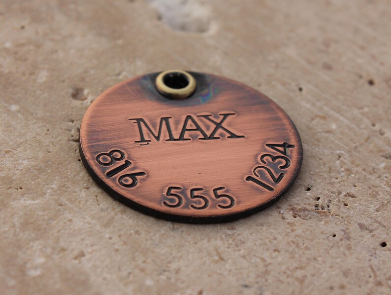 Copper Dog Tag for Dogs Personalized Pet ID Tag Dog Name Etsy