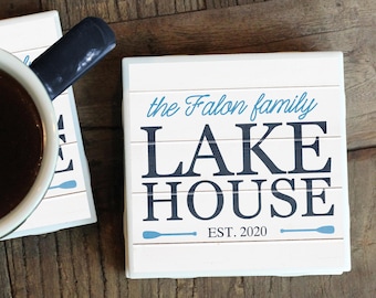 Lake Coasters, Lake House Decor, Lake House Gift, Personalized Lake House, Lake House Sign, Housewarming Gift, Lake Decor, Lake Home Decor