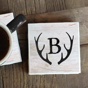 Hunting Coasters, Monogram Coasters, Gift for Hunters, Cabin Decor, Cabin Coasters, Deer Coasters, Hunting Gift, Outdoors Coasters