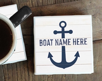 Boat Coasters, Family Boat, Boat Gift, Boating Gift, Boat Name, Lake Coasters, New Boat Gift, Gift for Boater, Personalized Boat Gift, Decor