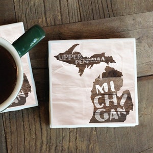 Michigan Coasters, New Home Gift, Housewarming Gift, Long Distance Gift, Wedding Favor, Michigan Home Decor, Farmhouse Coasters, Tile