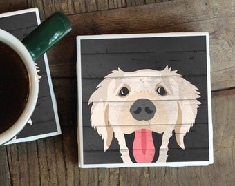 Retriever Coasters / White Golden Retriever Gifts / English Cream Retriever / Golden Mama / Pet Home Decor / Dog Gifts / Dog Lover Gift