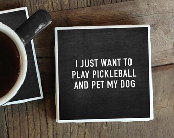 Pickleball Gifts, Drink Coasters, Pickleball, Funny Coasters, Dog Coasters, Funny Dog Gift, Tile Coasters, Pickle Ball Gift, Pickleball Art