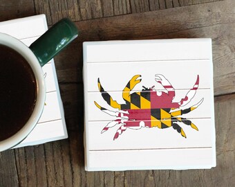 Maryland Crab Coasters / Maryland Gift / Baltimore Gift / Housewarming Gift / Hostess Gift / Wedding Gift / Crab Decor / Maryland Flag
