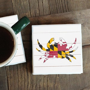 Maryland Crab Coasters / Maryland Gift / Baltimore Gift / Housewarming Gift / Hostess Gift / Wedding Gift / Crab Decor / Maryland Flag