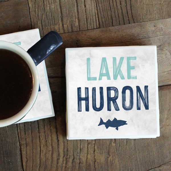Lake Huron Coasters, Lake Huron Gift, Lake Huron Decor, Great Lakes Decor, Lake Home Gift, Lake House Decor, Michigan Lake, Saginaw Bay