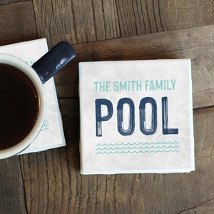 Pool Coasters, Family Pool Sign, New Home Gift, Pool Party Gift, Family Pool Decor, Personalized Pool Gift, Pool Gift, Pool House Gift