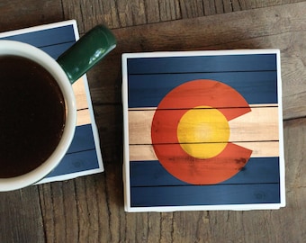 Colorado Gifts / Colorado Flag Coasters / Colorado Housewarming Gift / Hostess Gift / Colorado Wedding Gift / Groomsmen Gift