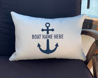 Boat Pillow, Boat Name Gift, Boat Gift, Personalized Boat Gift, Boating Decor, Boating Gifts, Boat Decor, Nautical Pillow, New Boat, Yacht