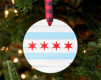 Chicago Ornament, Chicago Flag, Chicago Gift, Chicago Decor, Chicago Wedding Gift, Moving Away Gift, Housewarming Gift, New Home Gift