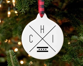 Chicago Ornament / Chicago Gift / Chicago Flag / Christmas Ornament / Housewarming Gift / New Home Gift / Moving Away Gift / Chicago Decor