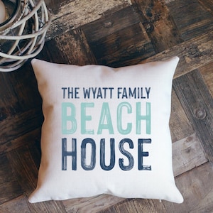 Nautical Pillow Cover, Beach House Pillow, Personalized Pillow, Beach House Gift, Beach Decor, Nautical Decor, Coastal Decor, Throw Pillow