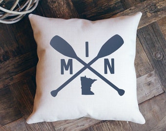 Minnesota Pillow, Minnesota Gifts, Minnesota Gift, Lake Pillow, Housewarming Gift, Lake House, Minnesota Decor, Lake Decor, Throw Pillow