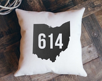 Columbus Pillow, Ohio Pillow, Columbus Ohio, Columbus Gift, Ohio Gift, Moving Away Gift, New Home Gift, 614, Ohio Home, Ohio Decor, Throw