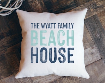 Nautical Pillow Cover, Beach House Pillow, Personalized Pillow, Beach House Gift, Beach Decor, Nautical Decor, Coastal Decor, Throw Pillow