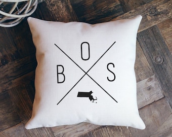 Boston Pillow Cover, Boston Gifts, Boston Decor, Moving Away Gift, Boston Home, Wedding Gift, New Home Gift, Bridal Shower, Throw Pillow