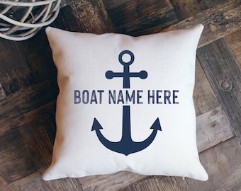 Boat Pillow, Boat Name Gift, Boat Gift, Personalized Boat Gift, Boating Decor, Boating Gifts, Boat Decor, Nautical Pillow, New Boat, Yacht