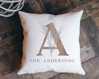 Farmhouse Pillow Cover, Personalized Pillow, Monogram, New Home Gift, Housewarming, Engagement Gift, Wedding, Bridal Shower, Throw Pillow