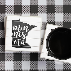 Minnesota Coasters / Minnesota Gift / Farmhouse Decor / Housewarming Gift / New Home Gift / Wedding Gift / Long Distance Gift / Going Away
