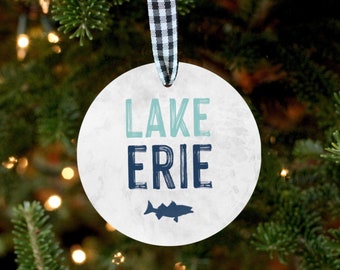 Lake Erie Ornament, Lake Erie Gift, Great Lakes, Lake Ornament, Lake Erie Decor, Ohio Ornament, Lake Decor, Lake Gift, Ohio Gift