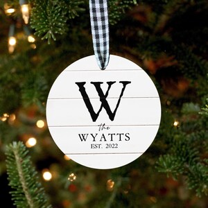 Personalized Ornament, Wedding Ornament, First Home Ornament, Farmhouse Ornament, Engagement Gift, Housewarming, Last Name Gift, New Home