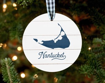 Nantucket Ornament, Nantucket Gifts, New England Ornament, Boston Ornament, Beach House Ornament, Nantucket Map, Beach Decor, Christmas