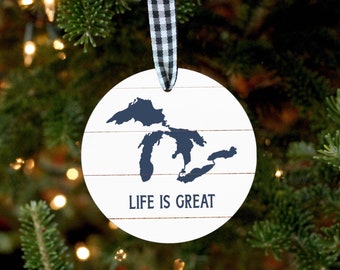 Great Lakes Ornament, Michigan Ornament, Lake Michigan, Lake Erie, Lake Huron, Michigan Gifts, Midwest Ornament, Lake Ornament, Lake Decor
