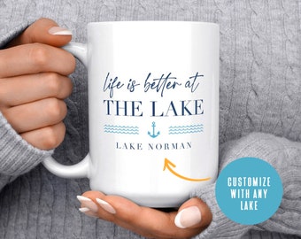 Custom Lake Mug, Lake Life Mug, Lake House Gift, Lake House Decor, Life Is Better, Lake Mugs, Lake House Mug, Lake Decor, Personalized Lake