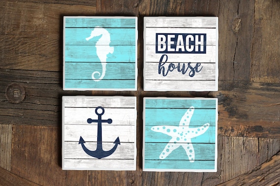 Beach House Gift Coasters Beach Decor Beach Wedding Gift Etsy