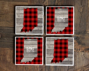 Posavasos de Indiana / Regalo de Indiana / Regalo de inauguración de la casa / Regalo para un nuevo hogar / Indiana rústica / Decoración del hogar de Indiana / Regalo de boda de Indiana / Recuerdo