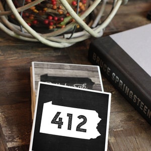Pittsburgh Gifts / PGH / Tile Coasters / Pittsburgh Coasters / Pittsburgh 412 Home Decor / Pittsburgh Area Code / Yinzer Gift bild 4
