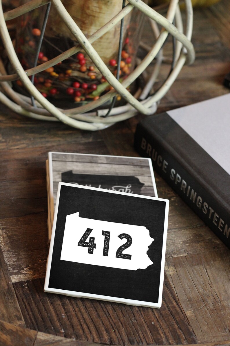 Pittsburgh Gifts / PGH / Tile Coasters / Pittsburgh Coasters / Pittsburgh 412 Home Decor / Pittsburgh Area Code / Yinzer Gift bild 4