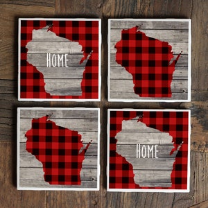 Wisconsin Coasters, Wisconsin Gift, Housewarming Gift, New Home Gift, Moving Away Gift, Wisconsin Wedding, Wisconsin Decor, Tile Coasters