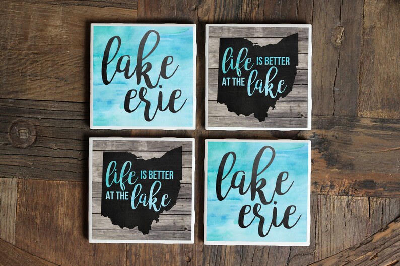 Lake Erie Gift / Lake Erie / Great Lakes / Coasters / Ohio Etsy