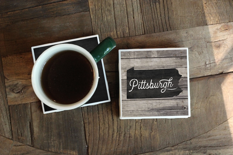 Pittsburgh Gifts / PGH / Tile Coasters / Pittsburgh Coasters / Pittsburgh 412 Home Decor / Pittsburgh Area Code / Yinzer Gift bild 2