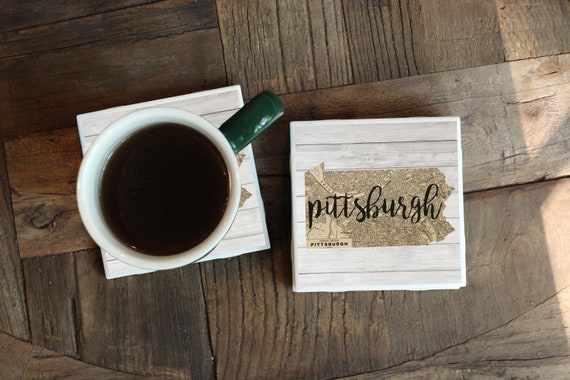 Pittsburgh Coasters, Pittsburgh Map, Pittsburgh Gift, Care Package Gift, Moving Away Gift, Housewarming Gift, New Home, Pittsburgh Decor