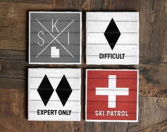 Utah Ski Gifts / Ski Coasters / Salt Lake Gifts / Park City Gifts / Gifts for Skiers / Skiing Gifts / Ski Decor / Ogden / Provo