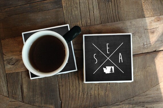 Seattle Coasters / PNW / Pacific Northwest Gift / Seattle Gift / Seattle Wedding Favor / Housewarming Gift / Moving Away Gift