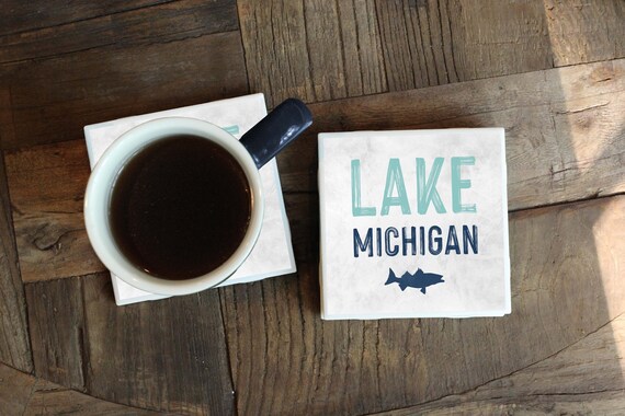 Lake Michigan Coasters, Lake Gift, Great Lakes, New Lake House, Michigan Gift, Wisconsin Gift, Lake Michigan Art, Lake Decor, Lake Coasters