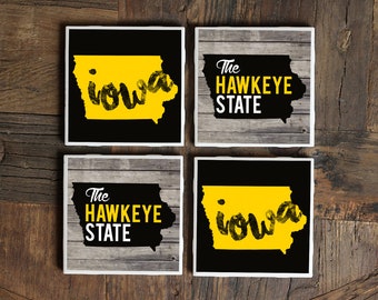 Iowa Gifts / Coasters / Groomsmen Gifts / Iowa Home Decor / Iowa Wedding Gift / Iowa Housewarming Gift / Hawkeye Decor / Des Moines