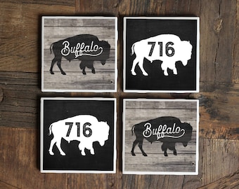 Buffalo Gifts / Tile Coasters / Buffalo Housewarming Gift / Buffalo 716 / Buffalo Coasters / Wedding Gift / Buffalo NY Decor