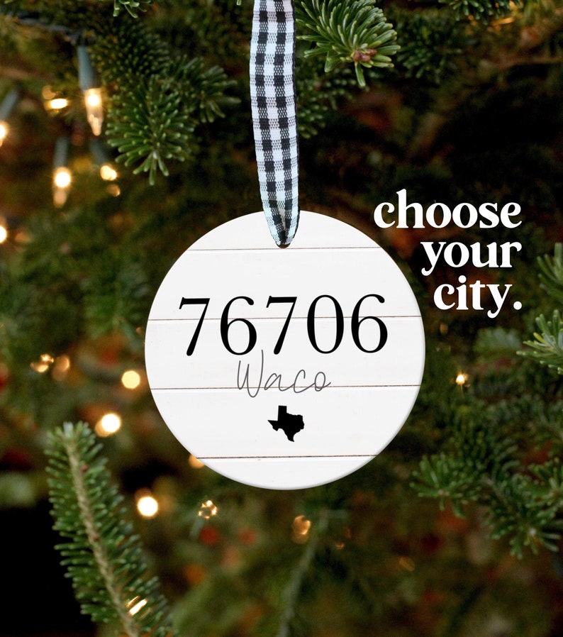 Zip Code Ornament Farmhouse Ornament Zip Code Sign New Home Etsy