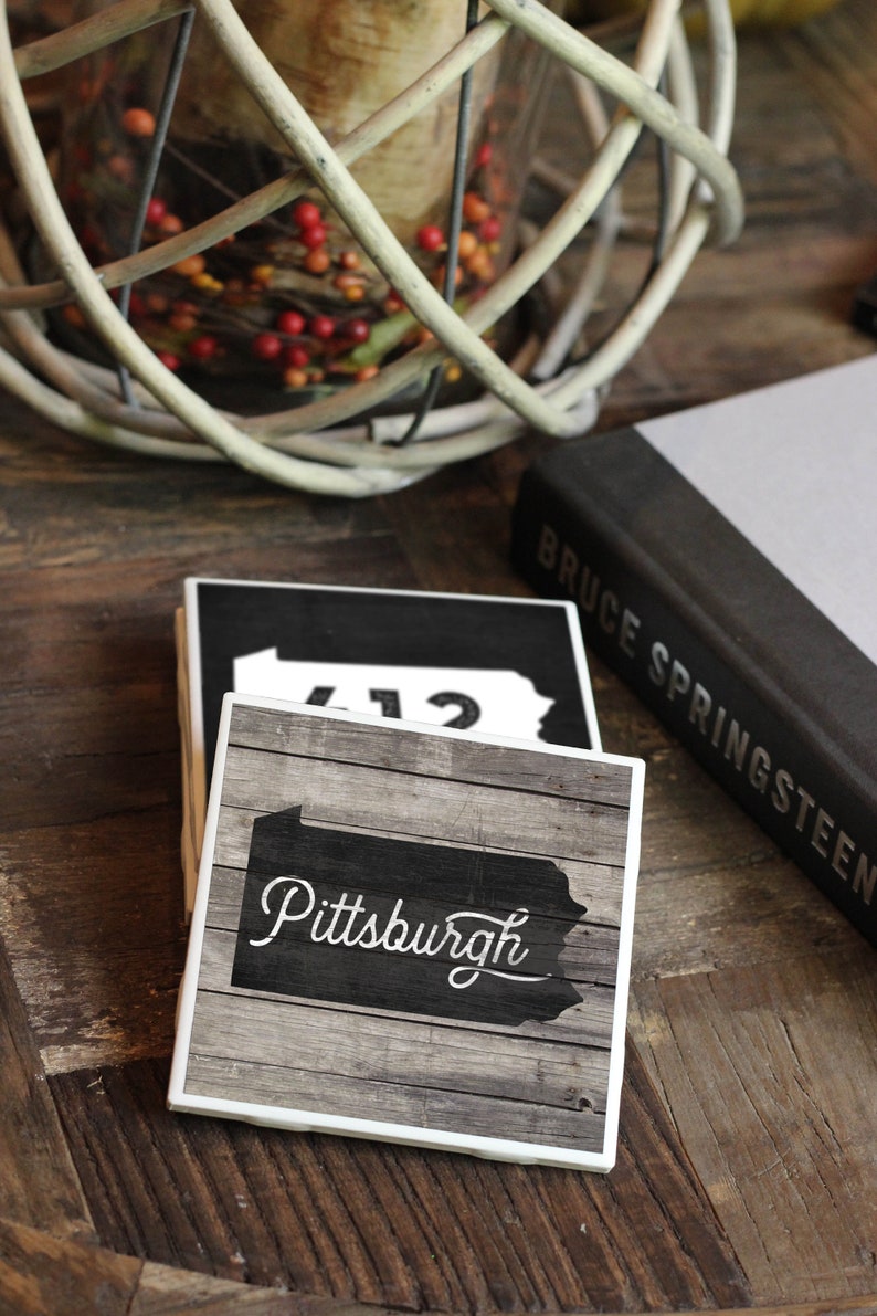 Pittsburgh Gifts / PGH / Tile Coasters / Pittsburgh Coasters / Pittsburgh 412 Home Decor / Pittsburgh Area Code / Yinzer Gift bild 3