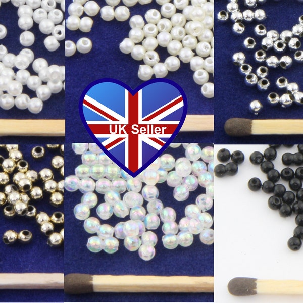 500pcs 2.5mm Faux/Plastic Round Pearl Beads - Jewellery making*tiaras*hair vines*bridal*beading*sewing. UK Seller. Cheap UK Postage.