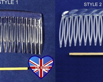 4x peignes à cheveux en plastique (7 cm). 2 styles. Chapellerie*Fascinateurs*Base de diadème*Bandeau*Mariage*Mariage. Vendeur britannique, frais de port bon marché au Royaume-Uni.